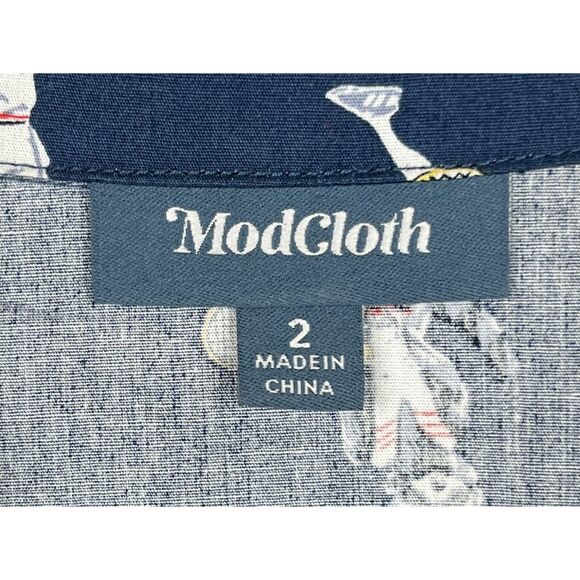 ModCloth Blue Fox Animal Pattern Summer Retro Sleeveless Dress Women's Size 2 - Picture 5 of 11